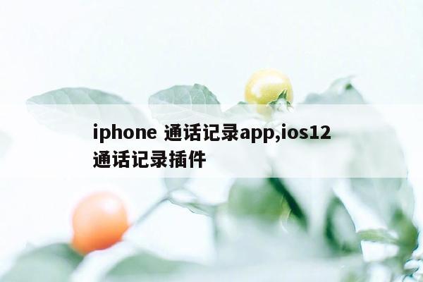 iphone 通话记录app,ios12通话记录插件