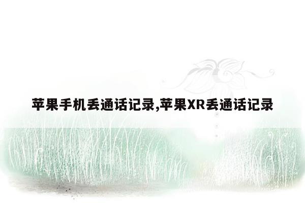 苹果手机丢通话记录,苹果XR丢通话记录