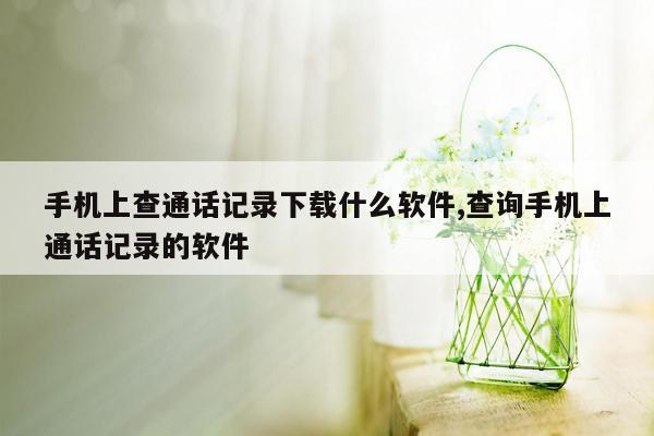 手机上查通话记录下载什么软件,查询手机上通话记录的软件