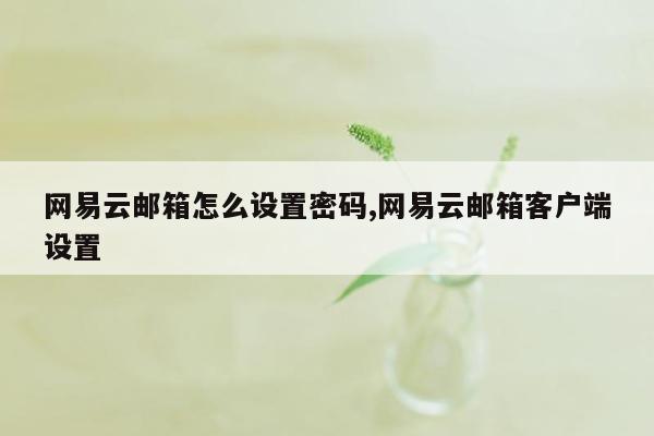 网易云邮箱怎么设置密码,网易云邮箱客户端设置