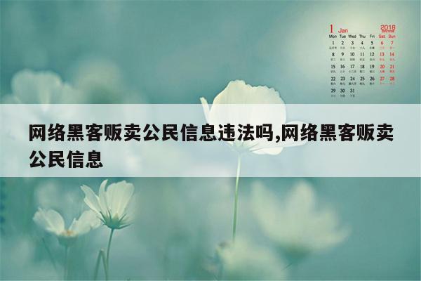 网络黑客贩卖公民信息违法吗,网络黑客贩卖公民信息