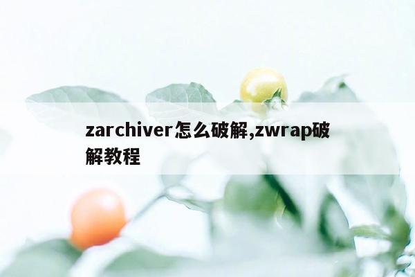 zarchiver怎么破解,zwrap破解教程