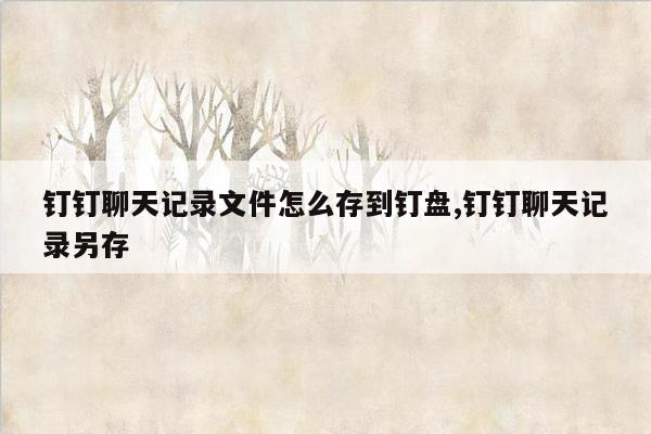 钉钉聊天记录文件怎么存到钉盘,钉钉聊天记录另存