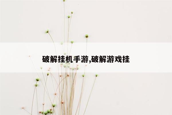 破解挂机手游,破解游戏挂