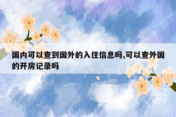 国内可以查到国外的入住信息吗,可以查外国的开房记录吗