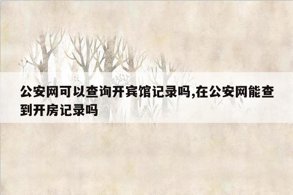 公安网可以查询开宾馆记录吗,在公安网能查到开房记录吗