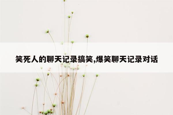 笑死人的聊天记录搞笑,爆笑聊天记录对话