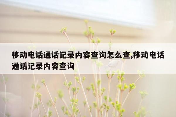 移动电话通话记录内容查询怎么查,移动电话通话记录内容查询