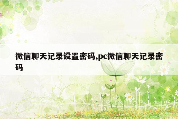 微信聊天记录设置密码,pc微信聊天记录密码