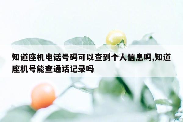 知道座机电话号码可以查到个人信息吗,知道座机号能查通话记录吗