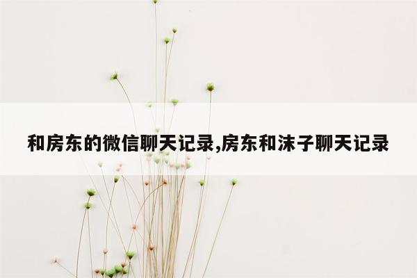 和房东的微信聊天记录,房东和沫子聊天记录