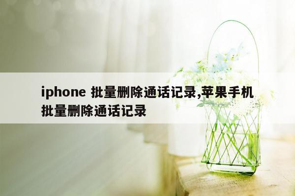 iphone 批量删除通话记录,苹果手机批量删除通话记录