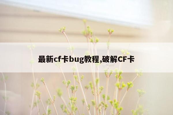 最新cf卡bug教程,破解CF卡