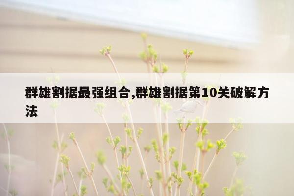 群雄割据最强组合,群雄割据第10关破解方法