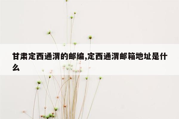 甘肃定西通渭的邮编,定西通渭邮箱地址是什么