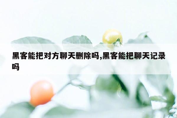 黑客能把对方聊天删除吗,黑客能把聊天记录吗