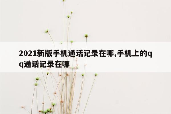 2021新版手机通话记录在哪,手机上的qq通话记录在哪