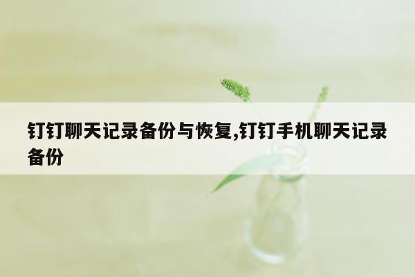 钉钉聊天记录备份与恢复,钉钉手机聊天记录备份