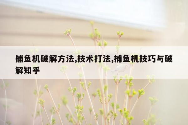 捕鱼机破解方法,技术打法,捕鱼机技巧与破解知乎