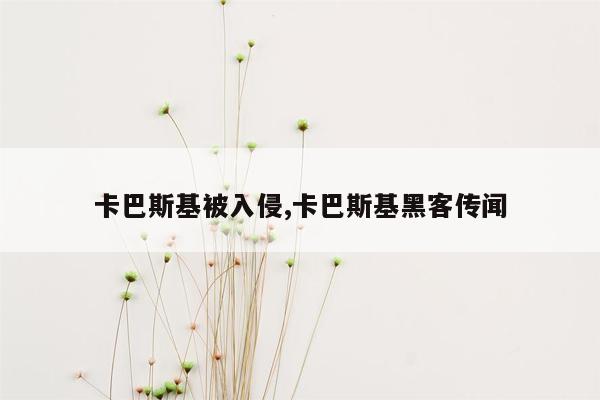 卡巴斯基被入侵,卡巴斯基黑客传闻