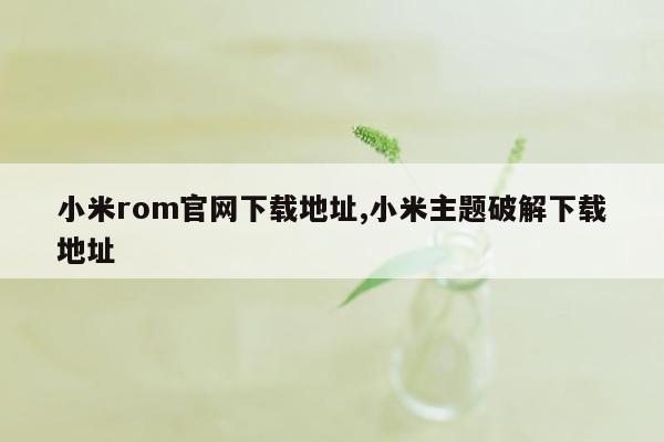 小米rom官网下载地址,小米主题破解下载地址