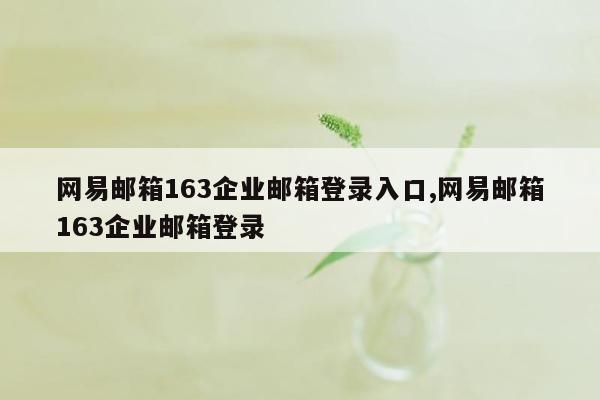 网易邮箱163企业邮箱登录入口,网易邮箱163企业邮箱登录