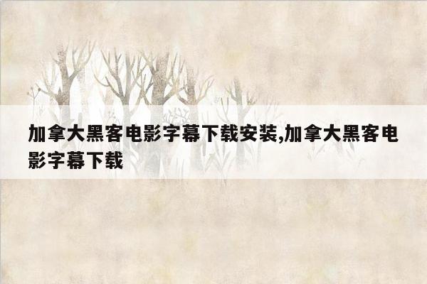 加拿大黑客电影字幕下载安装,加拿大黑客电影字幕下载