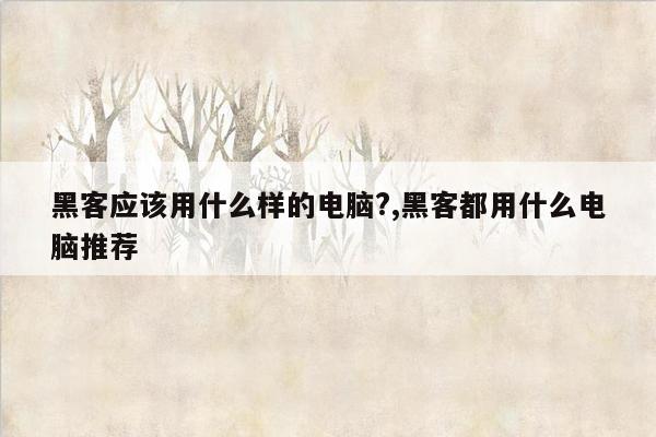 黑客应该用什么样的电脑?,黑客都用什么电脑推荐