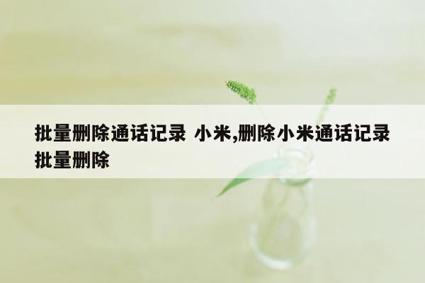 批量删除通话记录 小米,删除小米通话记录批量删除