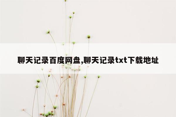 聊天记录百度网盘,聊天记录txt下载地址