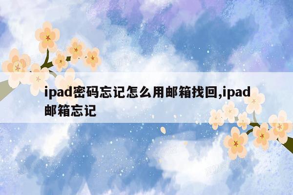 ipad密码忘记怎么用邮箱找回,ipad邮箱忘记