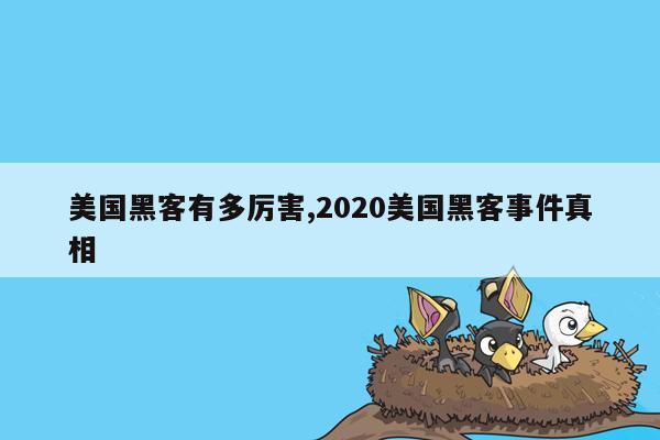 美国黑客有多厉害,2020美国黑客事件真相