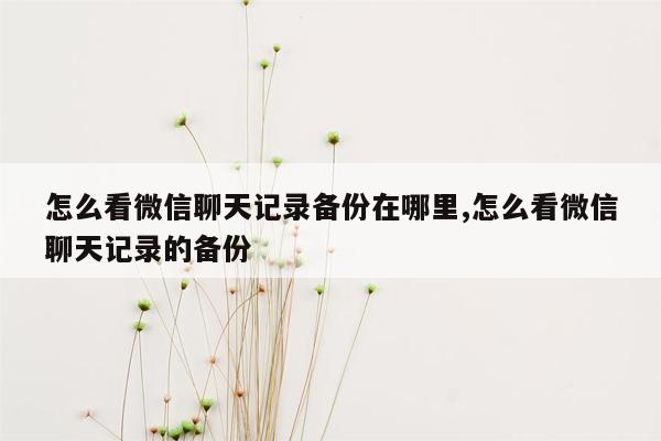 怎么看微信聊天记录备份在哪里,怎么看微信聊天记录的备份