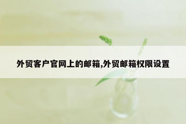 外贸客户官网上的邮箱,外贸邮箱权限设置