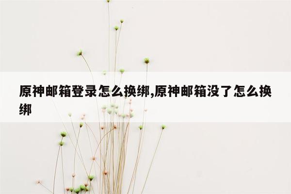 原神邮箱登录怎么换绑,原神邮箱没了怎么换绑