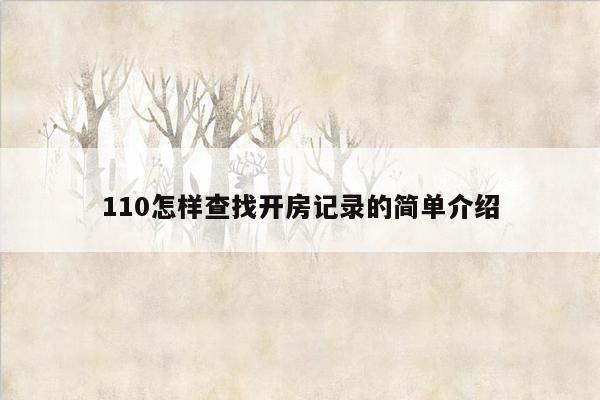 110怎样查找开房记录的简单介绍