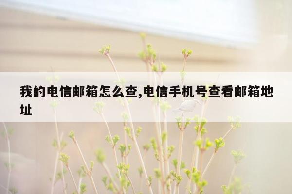 我的电信邮箱怎么查,电信手机号查看邮箱地址