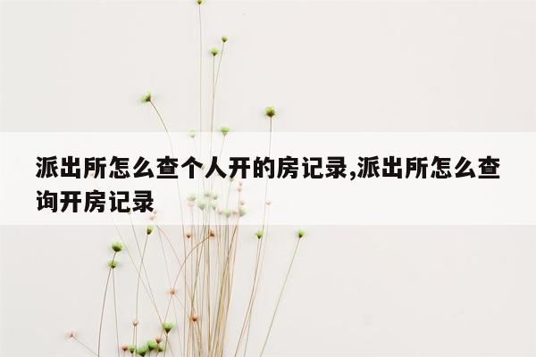 派出所怎么查个人开的房记录,派出所怎么查询开房记录